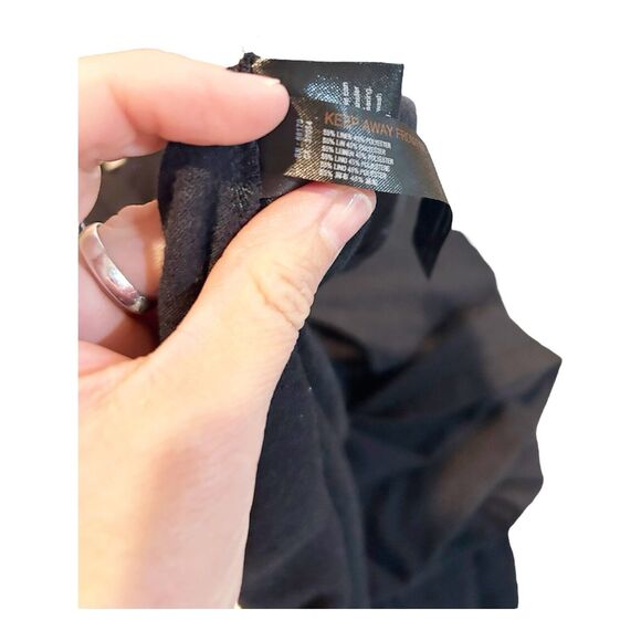 K29 Free People Beach Langley Black Ruffle Shoulder Maxi Dress S Linen Blend - Picture 6 of 10